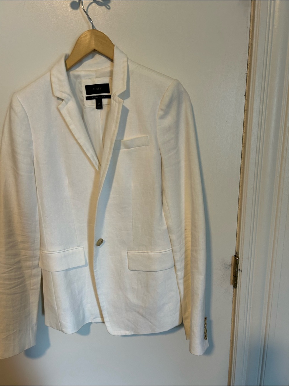 J. Crew White Women's Single-Button Linen Blend Blazer